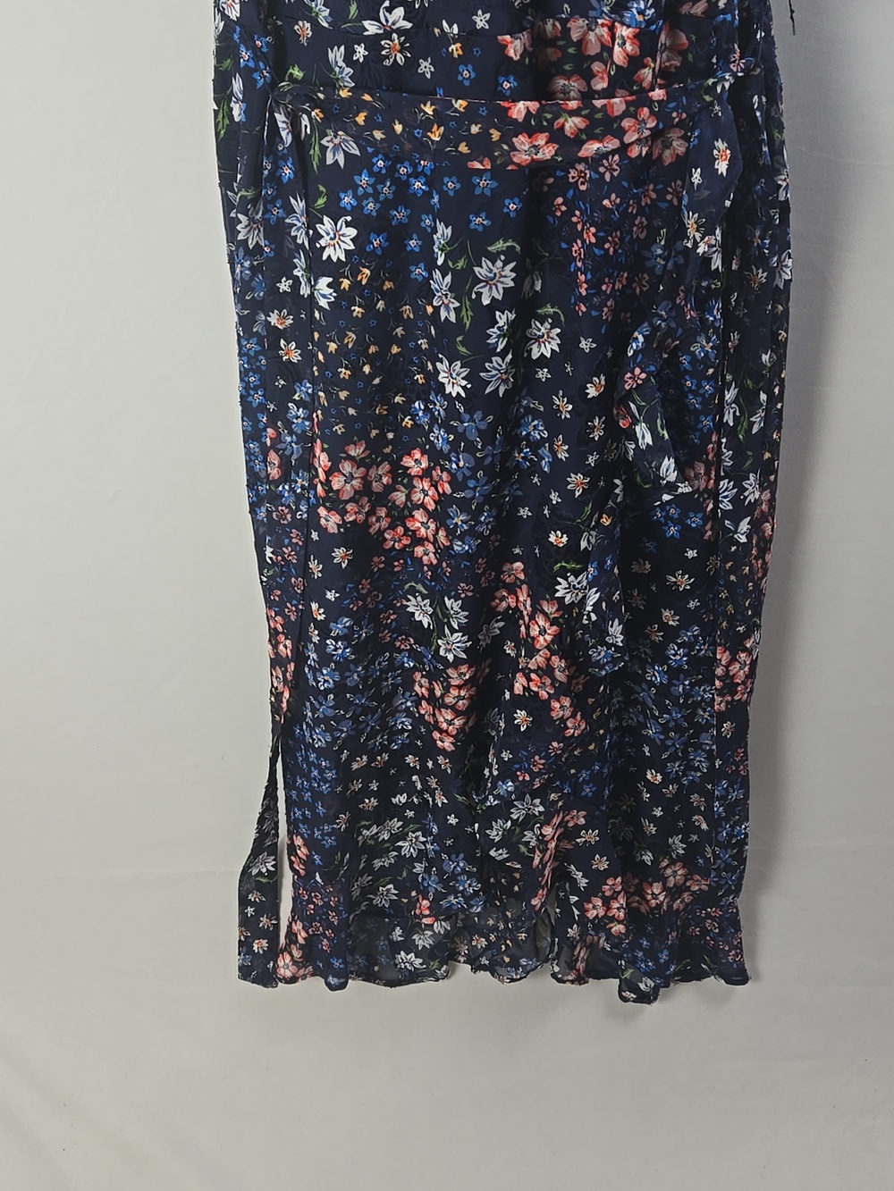 Kensie Women's Blue Floral Ruffle Midi Dress Sz 13 V-Neck Whimsical Fairy Boho - Picture 3 of 10